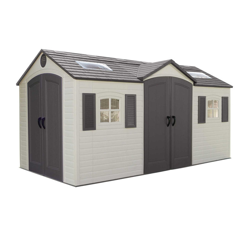 lifetime dual entry 15 ft. w x 8 ft. d plastic storage